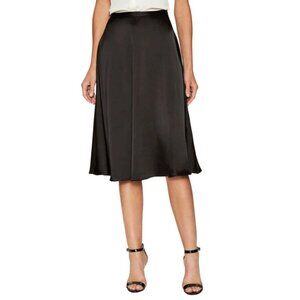 Jill Stuart Black Satin A-Line Knee Length Cocktail Party Skirt Size 8